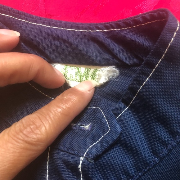 Vtg 60s stitch mod shirt dress navy mini gogo XXS - Picture 4 of 6